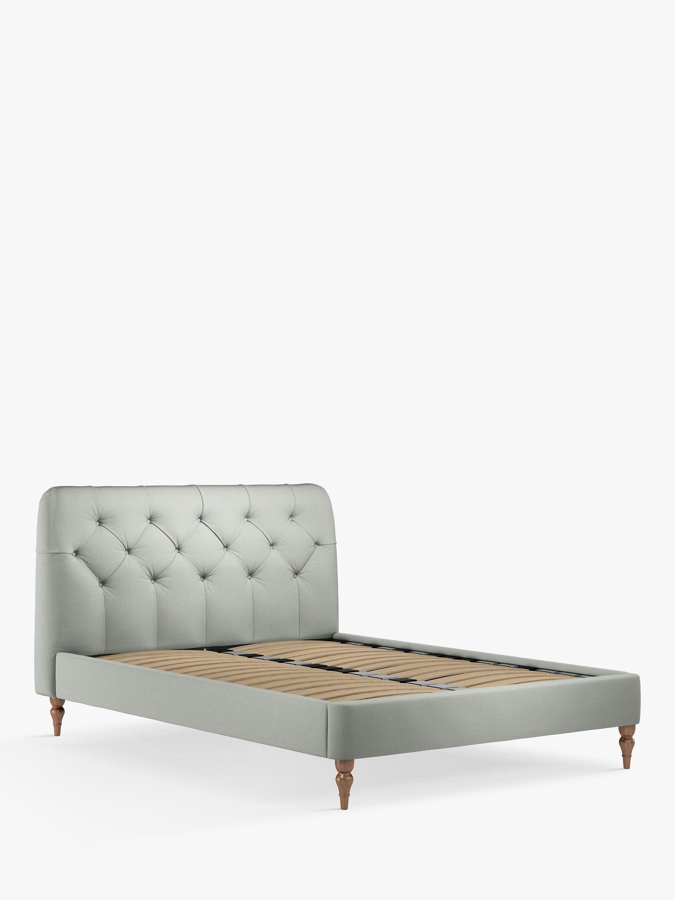 John Lewis Button Back Upholstered Bed Frame, King Size, Soft Weave Duck Egg