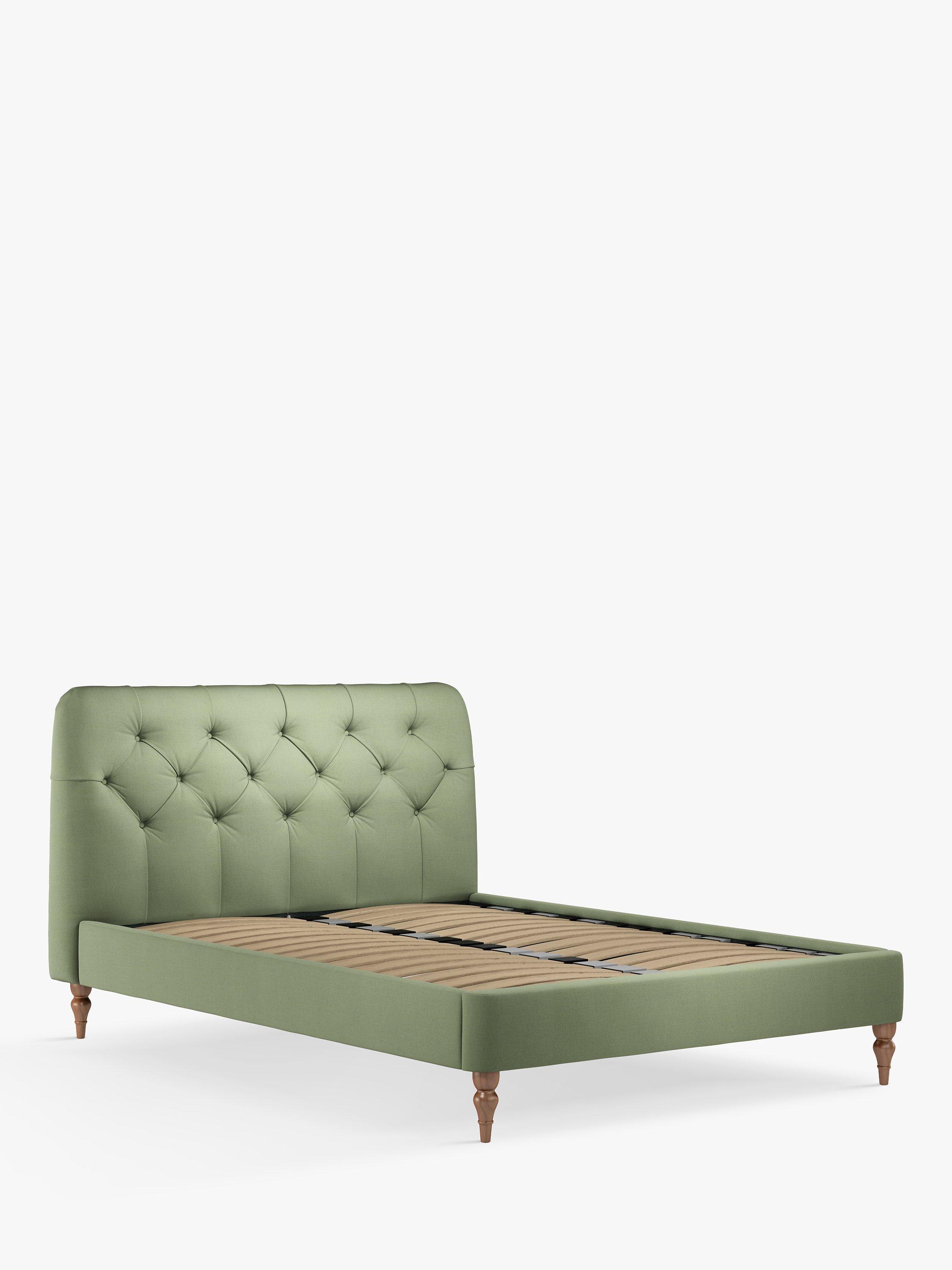 John Lewis Button Back Upholstered Bed Frame, Super King Size, Relaxed Linen Sage Green