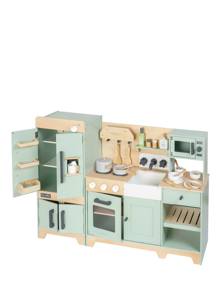John Lewis Wood Deluxe Toy Kitchen with Fridge Freezer Play Set - view 2, Multi