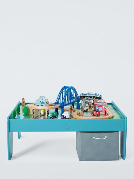 John Lewis Wooden Train Table & Track Set, FSC-Certified - view 2, Multi