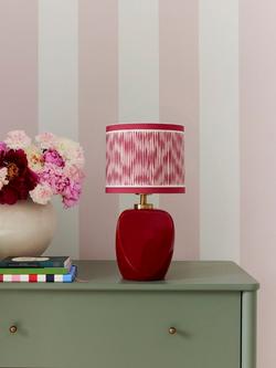 John Lewis X Collagerie Ikat Stripe Print Small Faceted Ceramic Table Lamp, Red - view 2, Deep Red