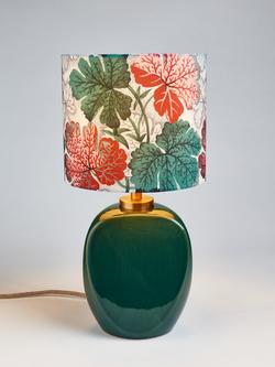 John Lewis X Collagerie Geranium Print Small Faceted Ceramic Table Lamp, Green, Green