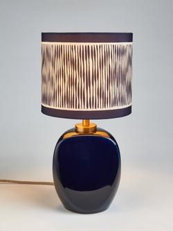 John Lewis X Collagerie Ikat Stripe Print Small Faceted Ceramic Table Lamp, Blue, Dark Blue