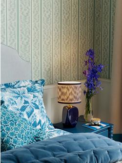 John Lewis X Collagerie Ikat Stripe Print Small Faceted Ceramic Table Lamp, Blue - view 2, Dark Blue