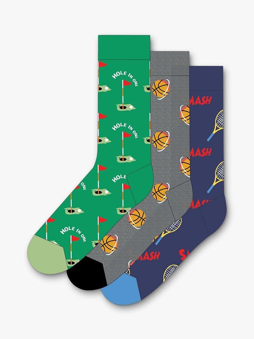 HS by Happy Socks Sport Socks, Pack of 3, Multi