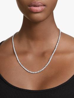 Swarovski Matrix Tennis Necklace, Silver - view 2, White