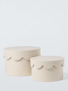 John Lewis Scalloped Edge Storage Baskets, Set of 2, Grey