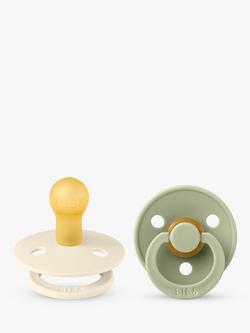 BIBS Colour Round Baby Soothers, Pack of 2, Size 1, Ivory/Sage