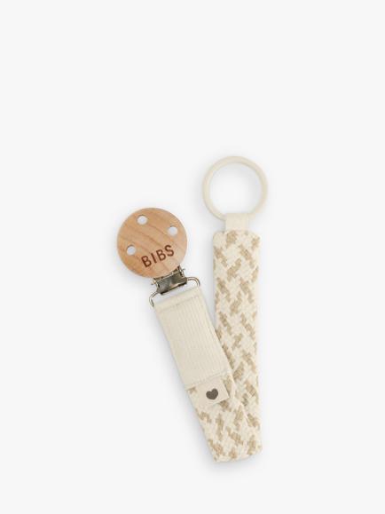 BIBS Pacifier Braided Soother Clip, Ivory/Vanilla, Multi