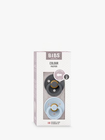 BIBS Colour Round Baby Soothers, Pack of 2, Size 2 - view 2, Iron/Blue