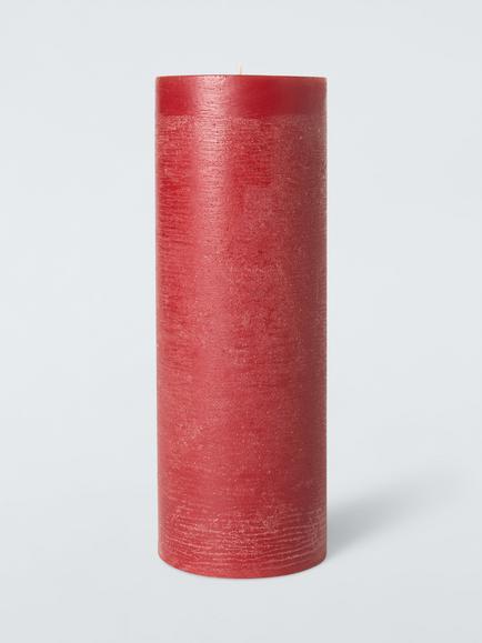 John Lewis Rustic Pillar Candle, Red, 28cm, Red Mid