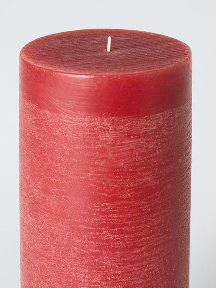 John Lewis Rustic Pillar Candle, Red, 28cm - view 2, Red Mid