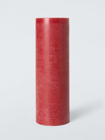 John Lewis Rustic Pillar Candle, H22.5 cm, Red, Red Mid