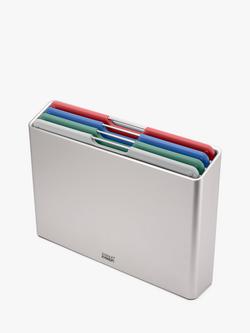 Joseph Joseph Folio Large Chopping Boards & Storage Case, Set of 4, Silver Coast, Silver Coast