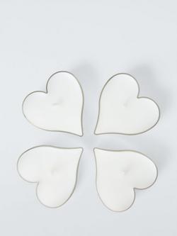 John Lewis Heart Tealights, Set of 4, White, White Off White