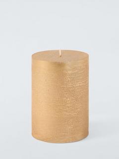 John Lewis Rustic Pillar Candle, H10 cm, Gold