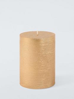 John Lewis Rustic Pillar Candle, H10 cm, Gold, Gold Multi Gold