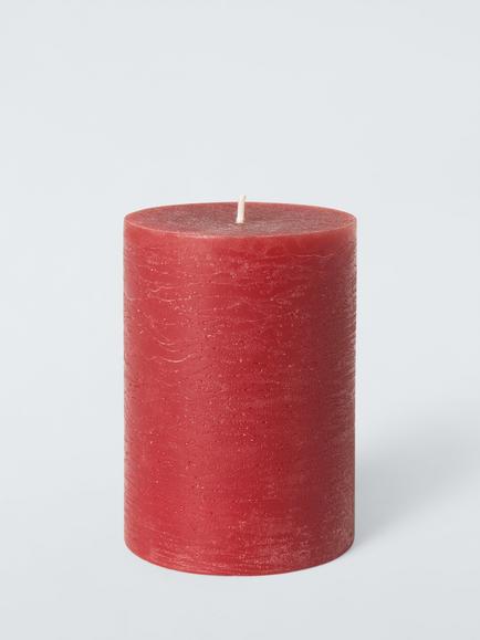 John Lewis Rustic Pillar Candle, H10.5 cm, Red, Red Mid