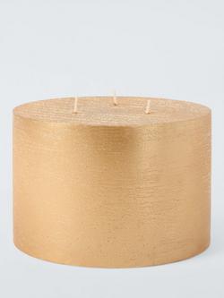 John Lewis Rustic 3 Wick Pillar Candle, H10 cm, Gold, Gold Multi Gold