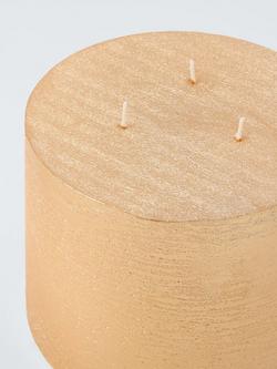 John Lewis Rustic 3 Wick Pillar Candle, H10 cm, Gold - view 2, Gold Multi Gold