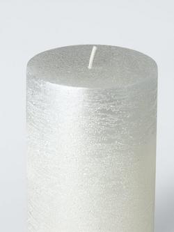 John Lewis Rustic Pillar Candle, H15 cm, Silver - view 2, Silver Silver