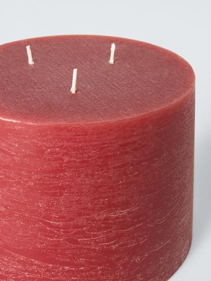 John Lewis Rustic 3 Wick Candle, H10 cm, Red - view 2, Red Mid