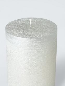 John Lewis Rustic Pillar Candle, H10.5 cm, Silver - view 2, Silver Silver