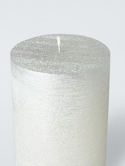 John Lewis Rustic Pillar Candle, H10.5 cm, Silver - view 2, Silver Silver