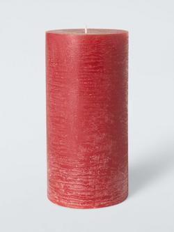 John Lewis Rustic Pillar Candle, H15 cm, Red, Red Mid
