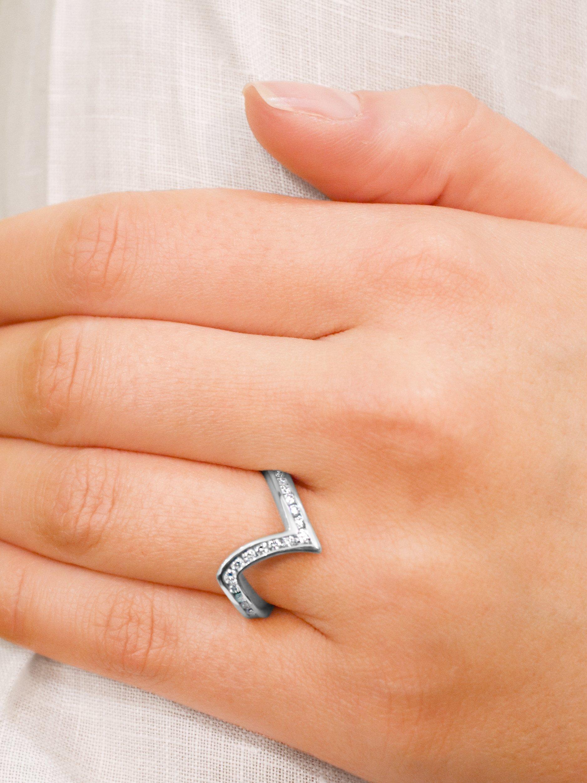 Product image 4 of 5, which shows Milton & Humble Jewellery Pre-Loved Platinum Diamond Wishbone Eternity Ring