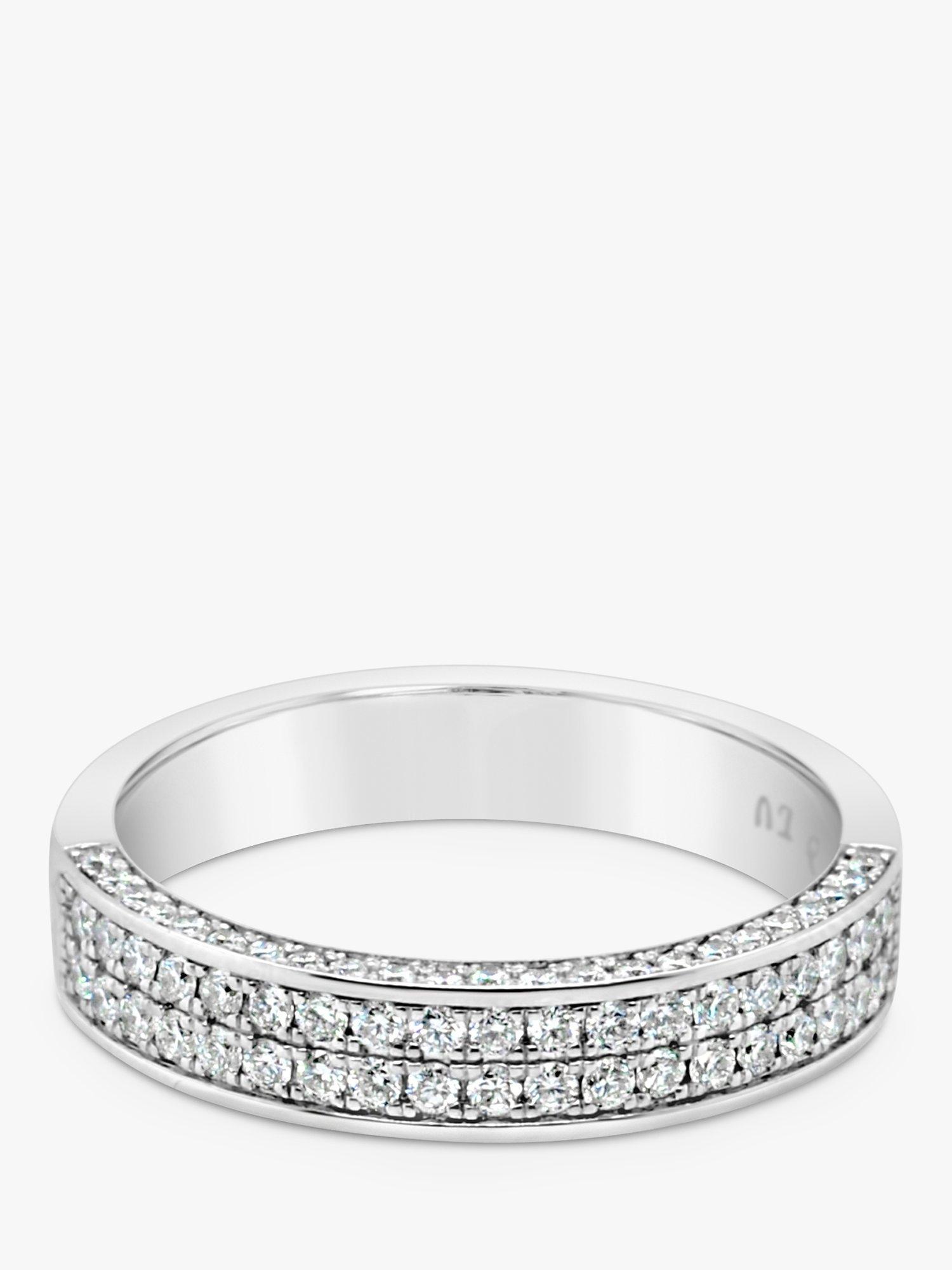Product image 1 of 6, which shows Milton & Humble Jewellery Pre-Loved Brown & Newrith 18ct White Gold Double Row Diamond Half Eternity Ring