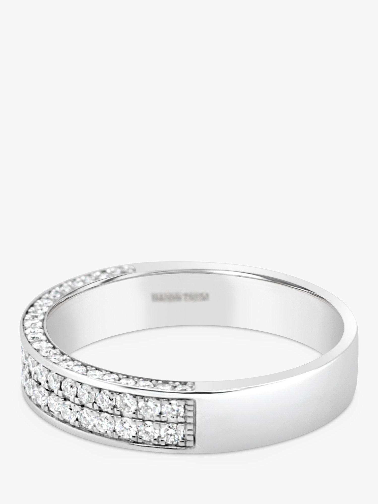 Product image 2 of 6, which shows Milton & Humble Jewellery Pre-Loved Brown & Newrith 18ct White Gold Double Row Diamond Half Eternity Ring
