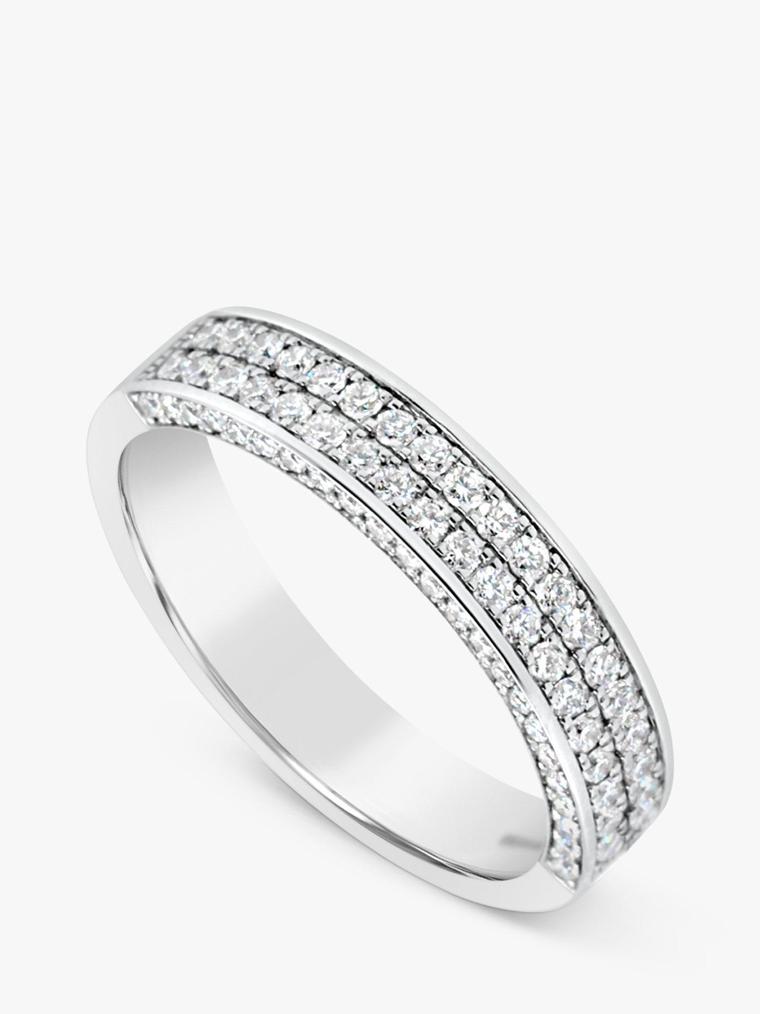 Product image 3 of 6, which shows Milton & Humble Jewellery Pre-Loved Brown & Newrith 18ct White Gold Double Row Diamond Half Eternity Ring