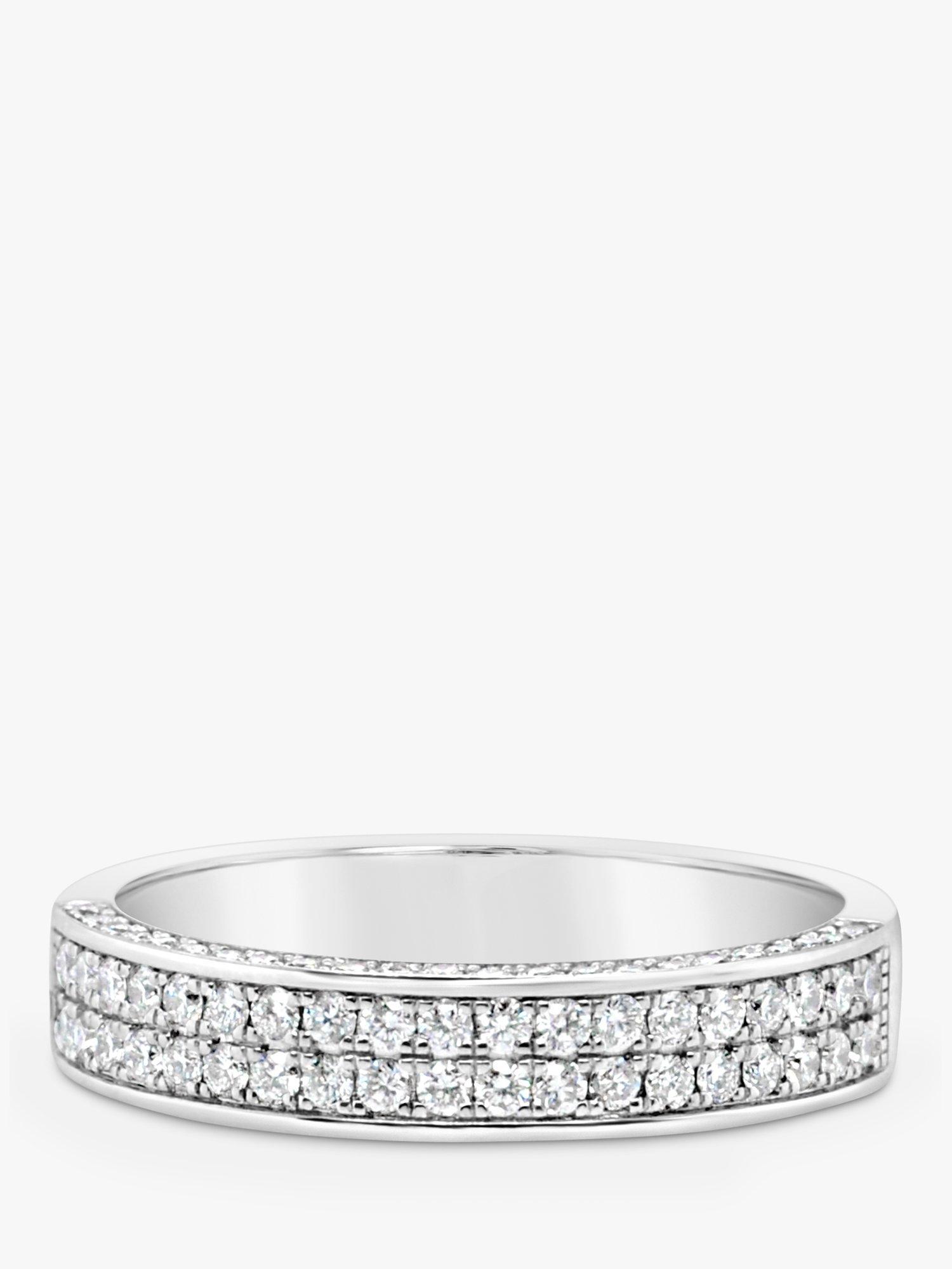 Product image 4 of 6, which shows Milton & Humble Jewellery Pre-Loved Brown & Newrith 18ct White Gold Double Row Diamond Half Eternity Ring