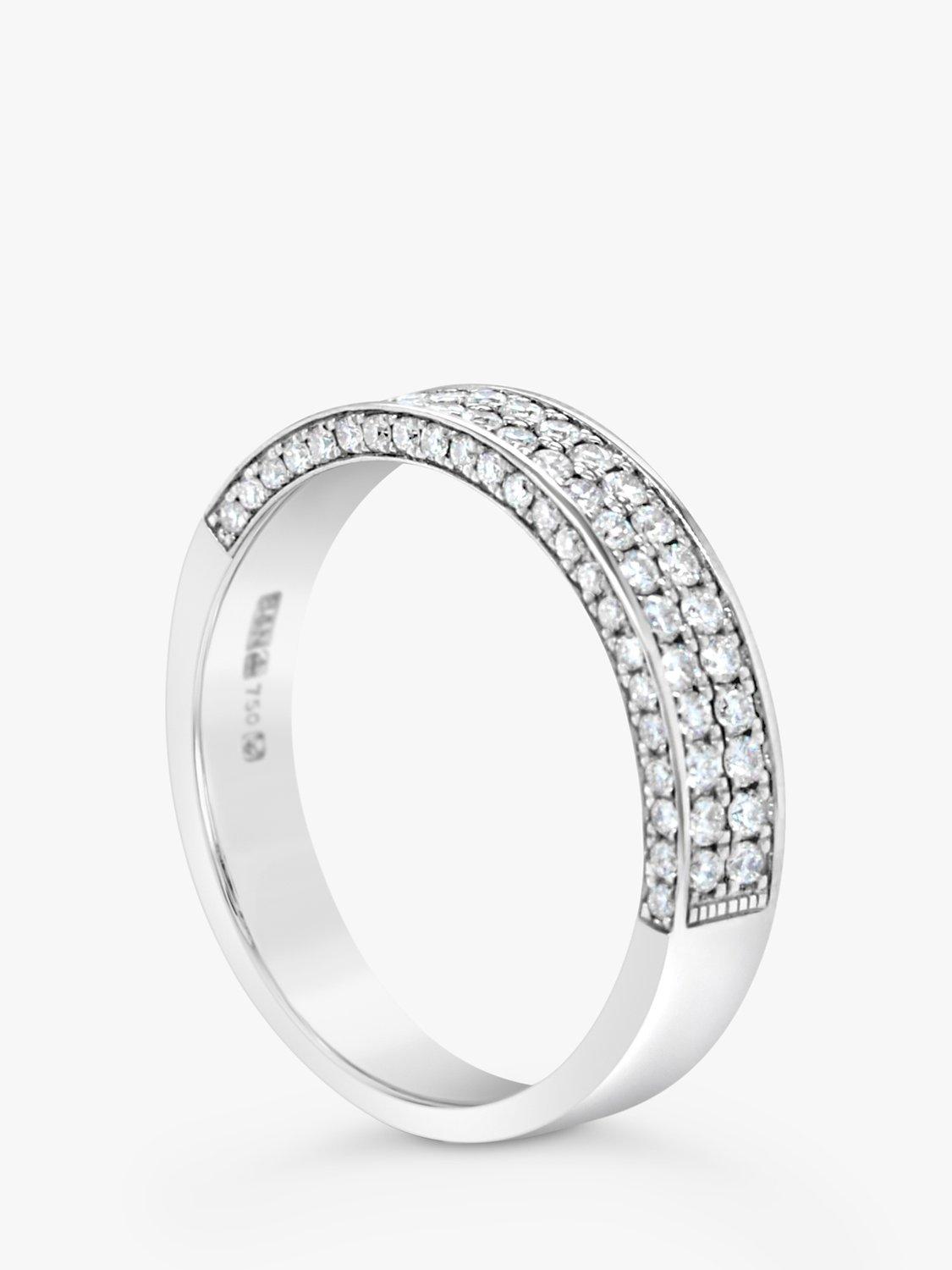 Product image 5 of 6, which shows Milton & Humble Jewellery Pre-Loved Brown & Newrith 18ct White Gold Double Row Diamond Half Eternity Ring