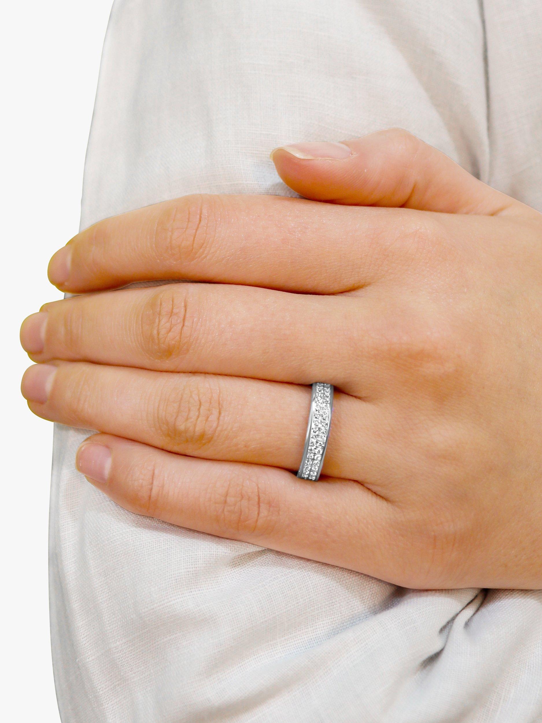 Product image 6 of 6, which shows Milton & Humble Jewellery Pre-Loved Brown & Newrith 18ct White Gold Double Row Diamond Half Eternity Ring