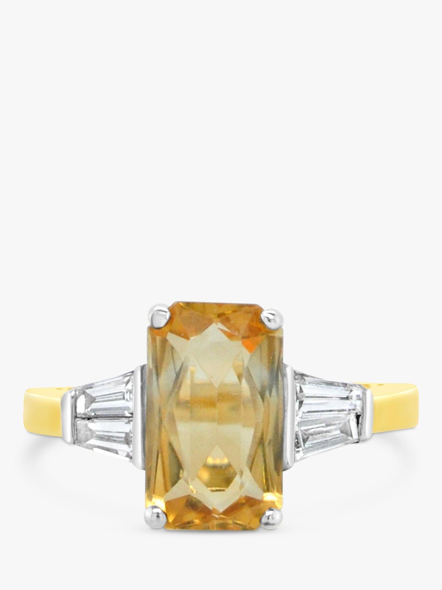 Product image 1 of 5, which shows Milton & Humble Jewellery Pre-Loved 18ct Gold Citrine & Diamond Cocktail Ring, Gold/Silver