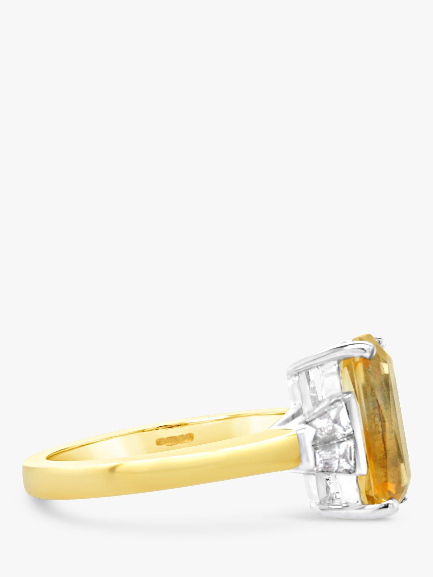 Product image 2 of 5, which shows Milton & Humble Jewellery Pre-Loved 18ct Gold Citrine & Diamond Cocktail Ring, Gold/Silver