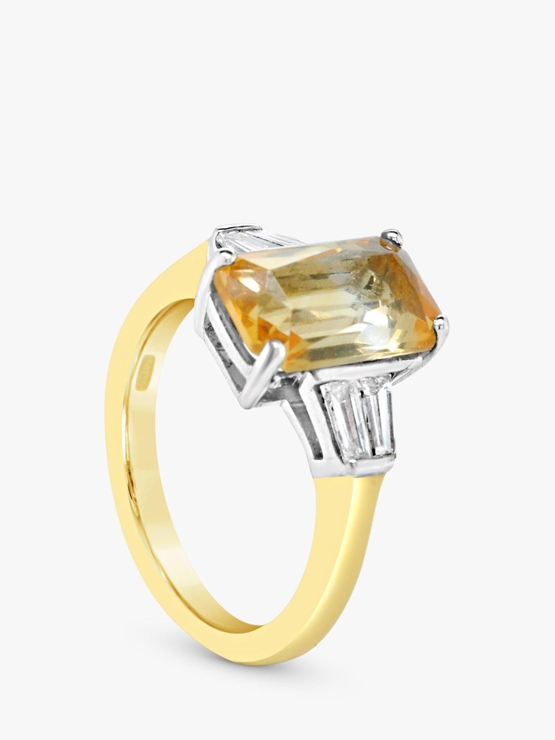 Product image 3 of 5, which shows Milton & Humble Jewellery Pre-Loved 18ct Gold Citrine & Diamond Cocktail Ring, Gold/Silver