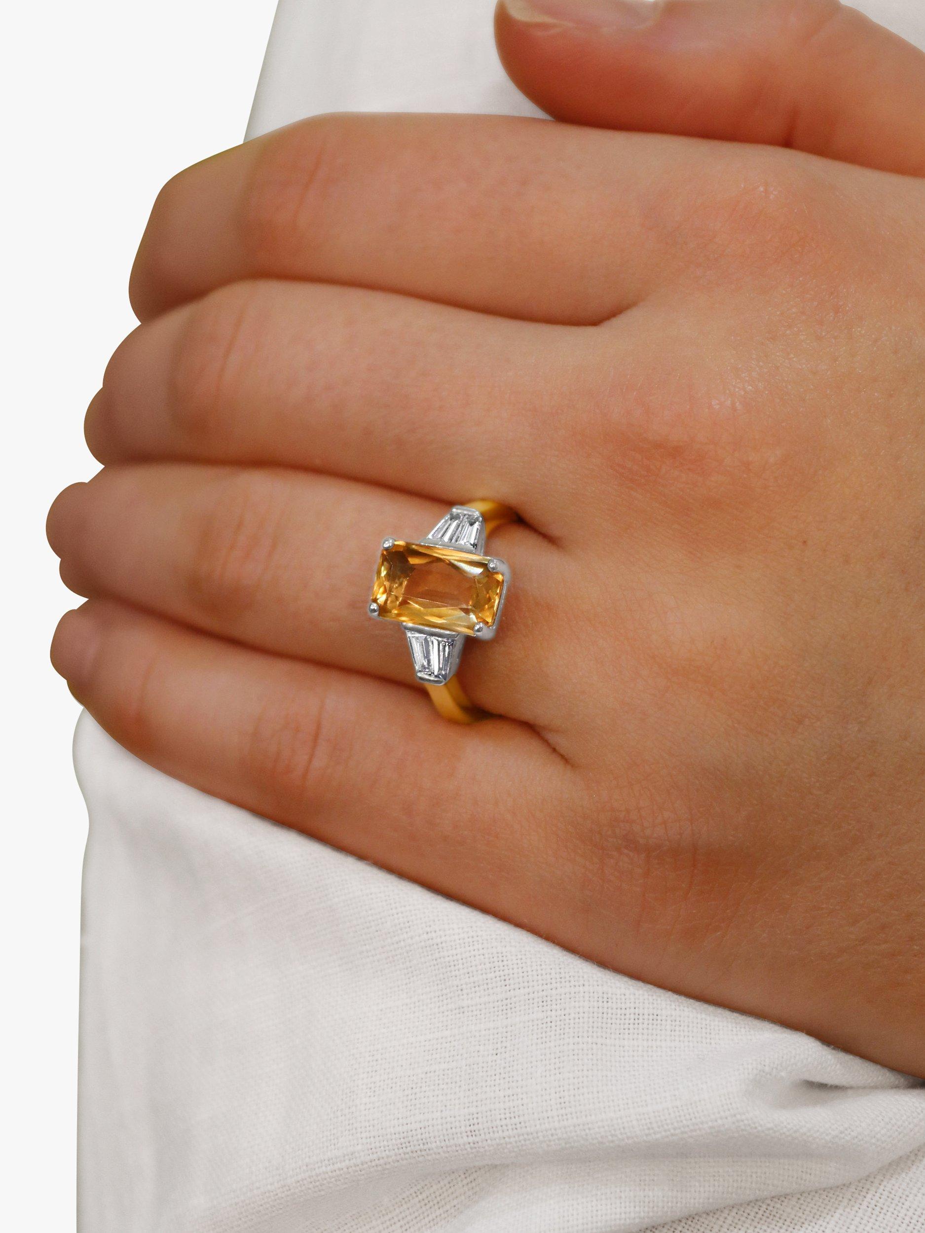 Product image 5 of 5, which shows Milton & Humble Jewellery Pre-Loved 18ct Gold Citrine & Diamond Cocktail Ring, Gold/Silver