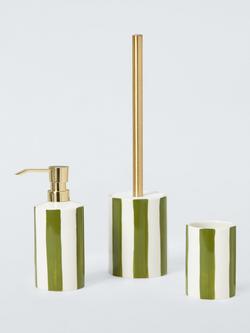 John Lewis Stripe Bathroom Accessories, Olive, Buttercup