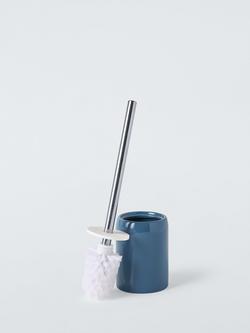 John Lewis Ceramic Toilet Brush and Holder - view 2, Lake Blue