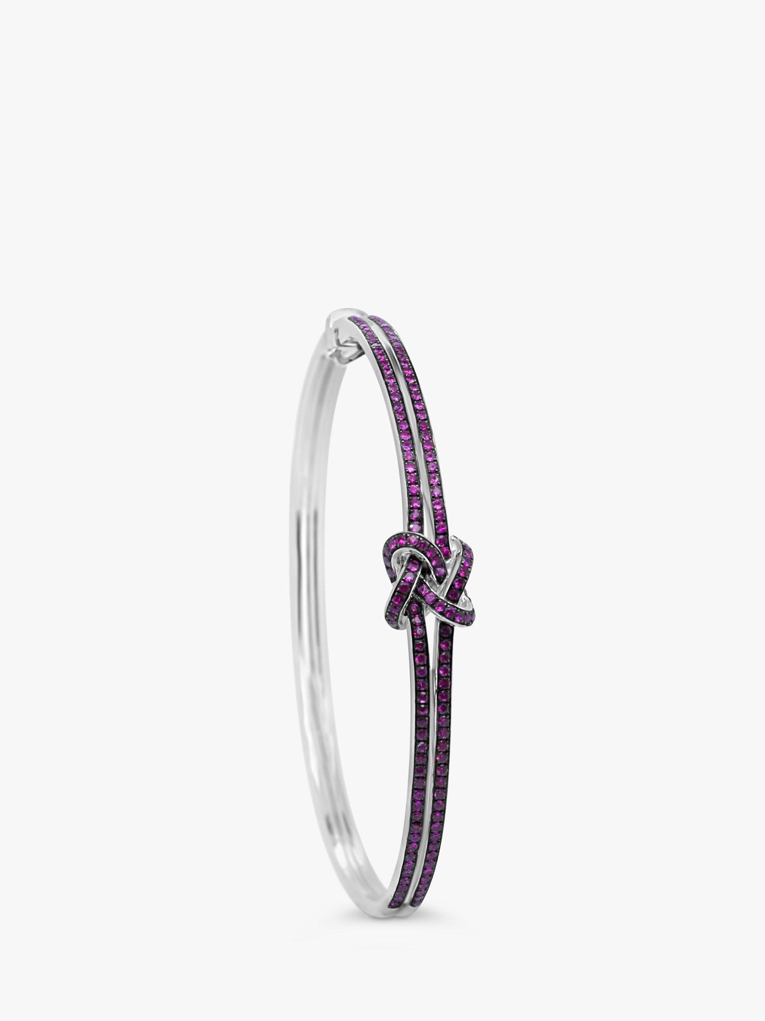 Product image 1 of 3, which shows Milton & Humble Jewellery Pre-Loved Theo Fennell 18ct White Gold Pink Sapphire Bangle, Dated London 2007