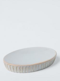 John Lewis Glazed Ribbed Soap Dish, Grey, 
