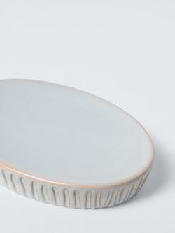John Lewis Glazed Ribbed Soap Dish, Grey - view 2, 