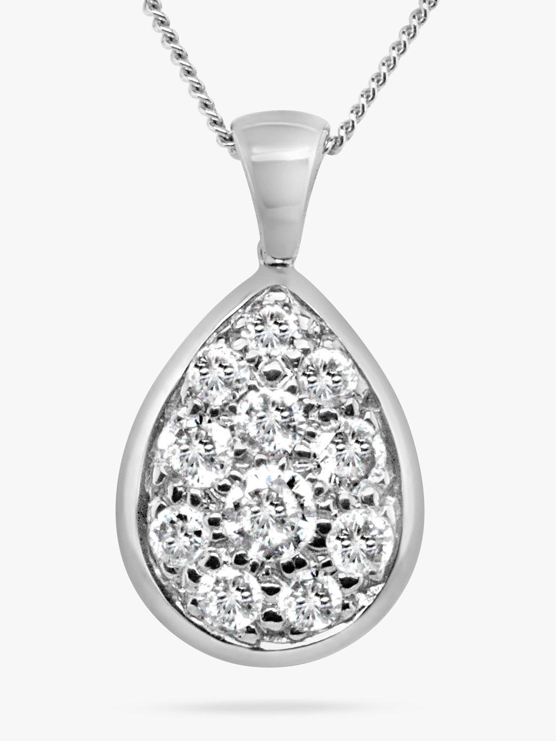 Product image 1 of 4, which shows Milton & Humble Jewellery Pre-Loved White Gold & Pave Diamond Pear Pendant Necklace, Silver