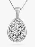 Milton & Humble Jewellery Pre-Loved White Gold & Pave Diamond Pear Pendant Necklace, Silver