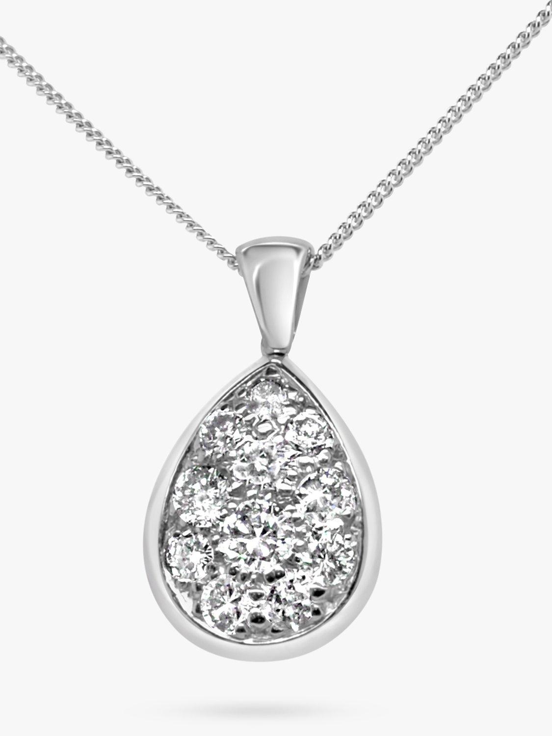 Product image 3 of 4, which shows Milton & Humble Jewellery Pre-Loved White Gold & Pave Diamond Pear Pendant Necklace, Silver