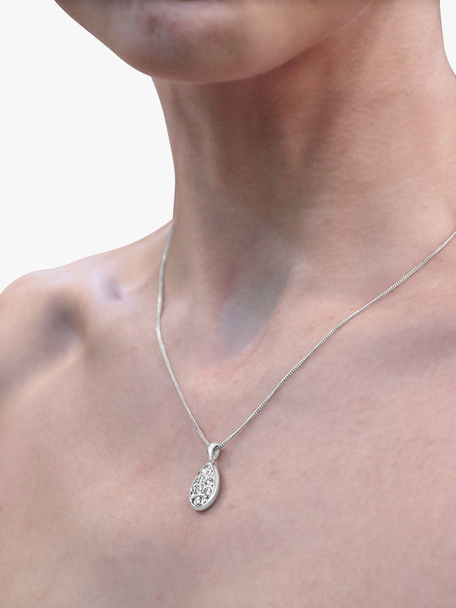Product image 2 of 4, which shows Milton & Humble Jewellery Pre-Loved White Gold & Pave Diamond Pear Pendant Necklace, Silver