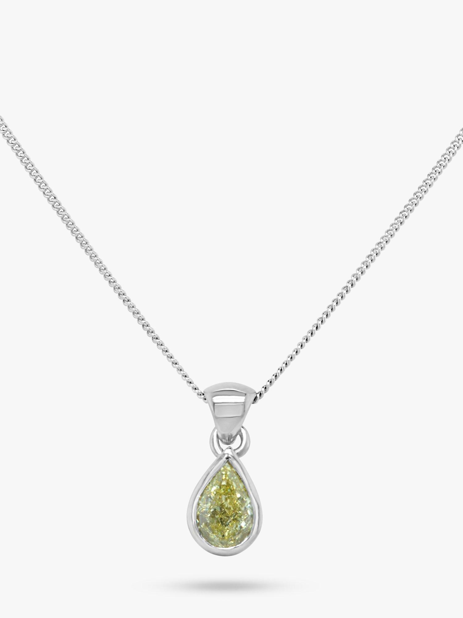 Product image 1 of 3, which shows Milton & Humble Jewellery Pre-Loved 18ct White Gold Diamond Pear Pendant Necklace